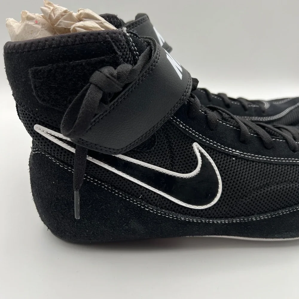 Nike Speedsweep VII Wrestling Shoes Mens 13 Black White High Top Mesh Suede‎